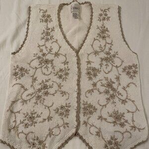 Jenny Embroidered Button up sweater vest with pearl buttons great condition S: S